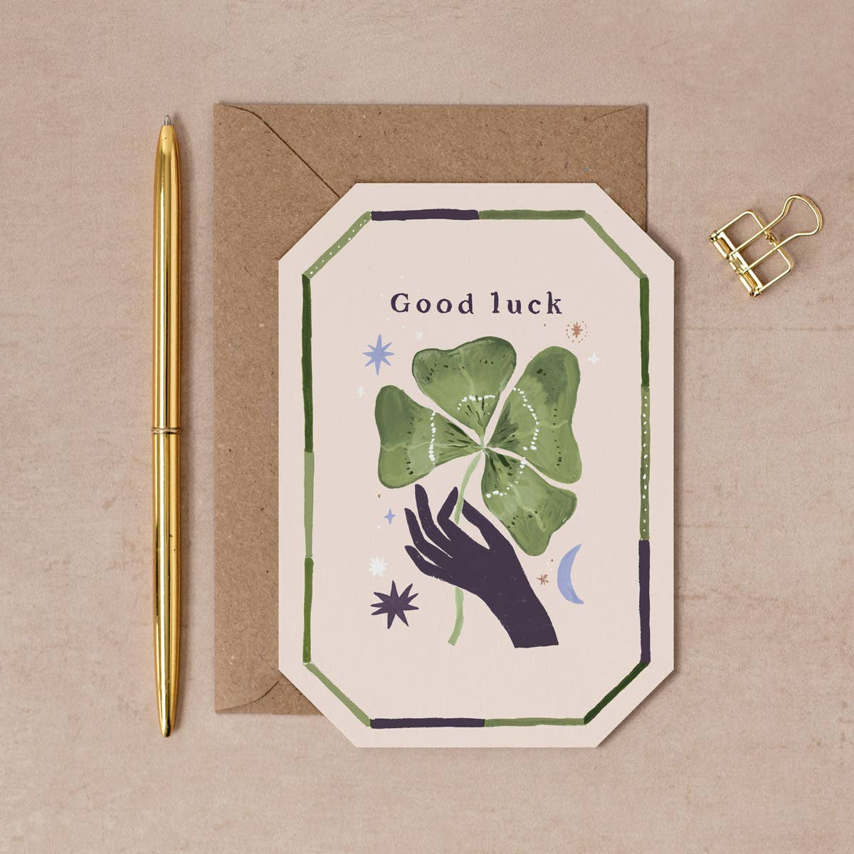 Good Luck-kort – Send gode vibber med et håndmalt firkløver