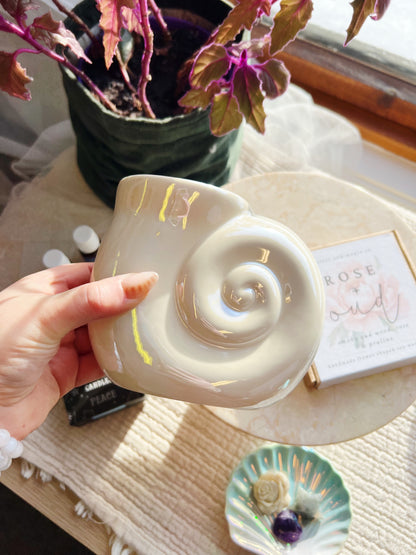 Perlemor Spiral Skjell Olje og Wax Melt Brenner