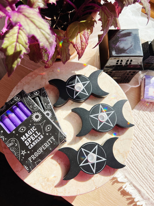 Triple Moon Spell Candle Lysestake