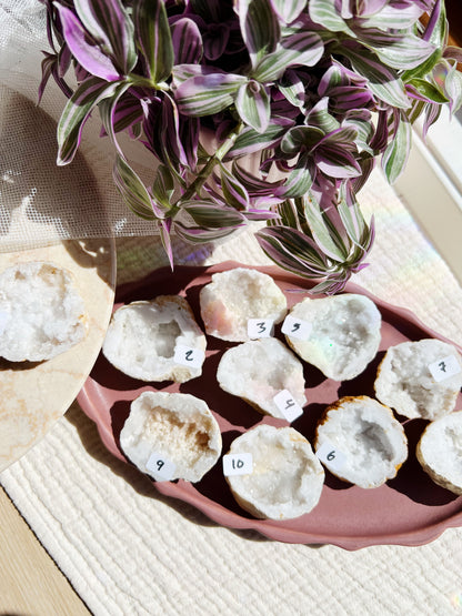 Hvit Agat Druzy Geode