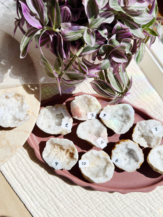 Hvit Agat Druzy Geode