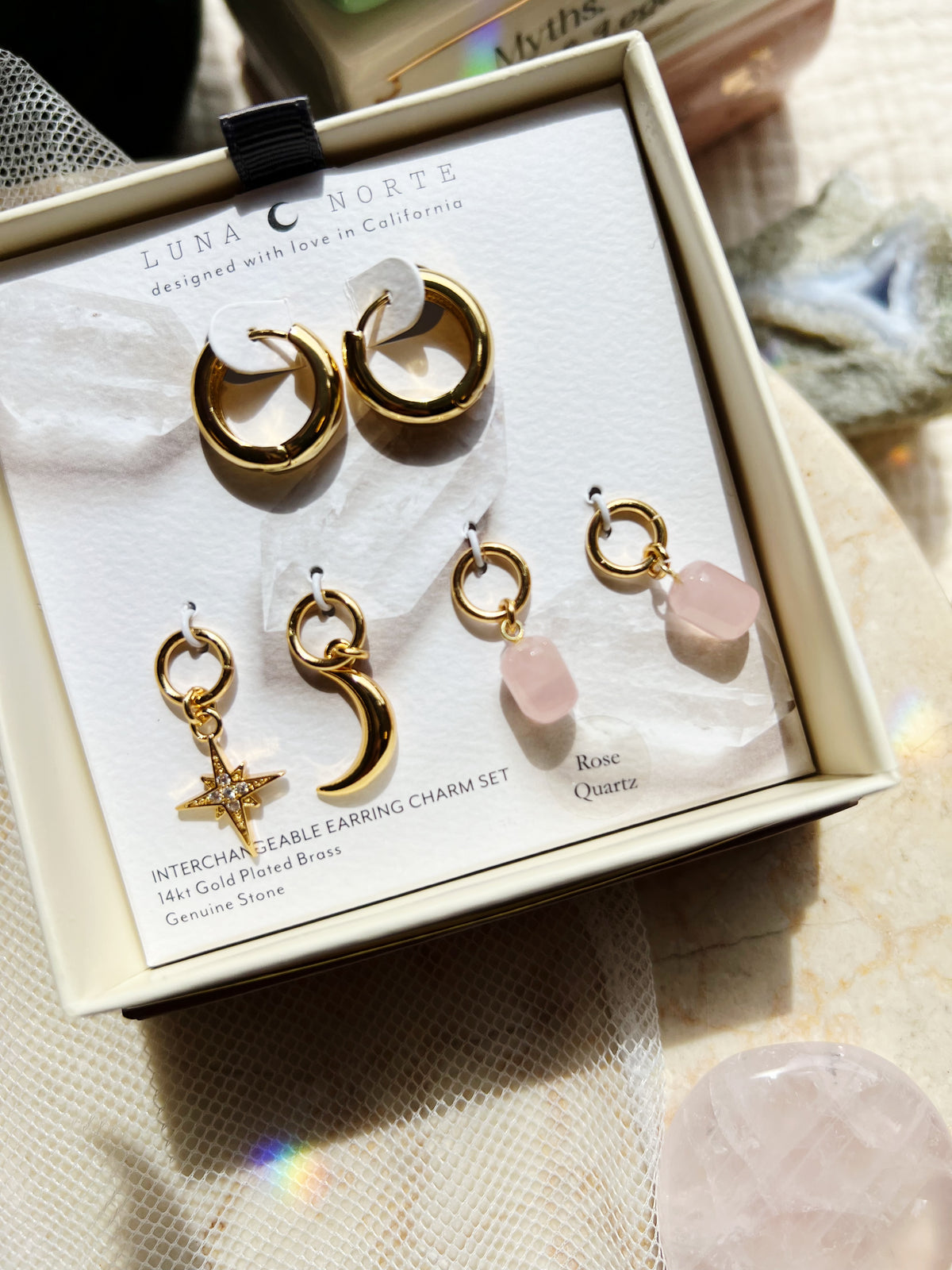 Constella Utskiftbar Charm Hoop Sett - Rosenkvarts