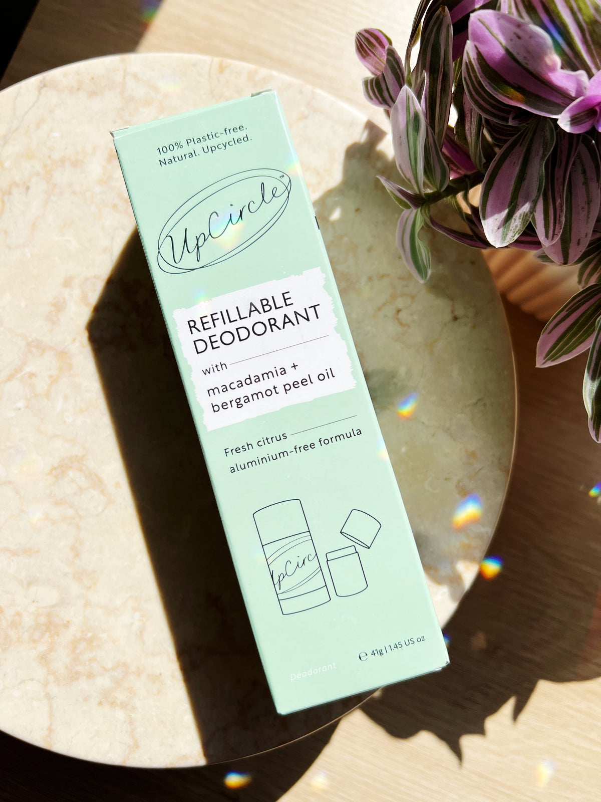 Plastfri Refyllerbar Deodorant med Macadamia + Bergamot – Starter Kit (med etui)