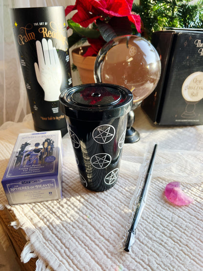 Gothic Pentagram Tumbler med sugerør