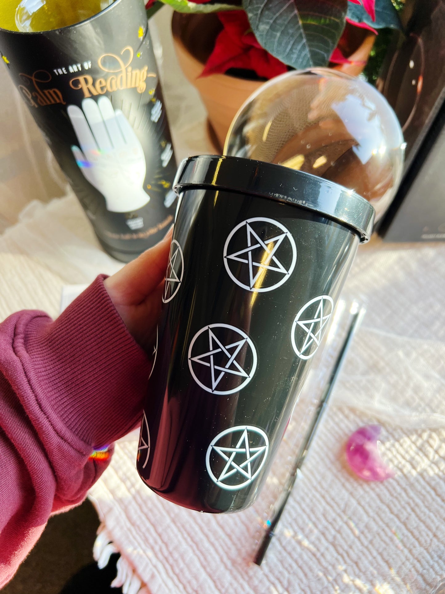 Gothic Pentagram Tumbler med sugerør