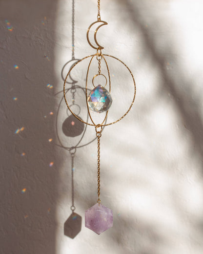 Golden Moon Ametyst Suncatcher