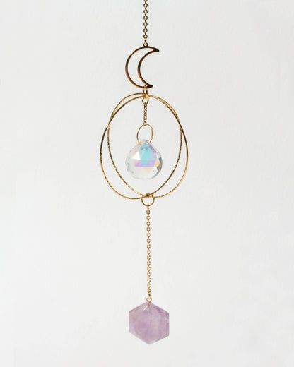 Golden Moon Ametyst Suncatcher
