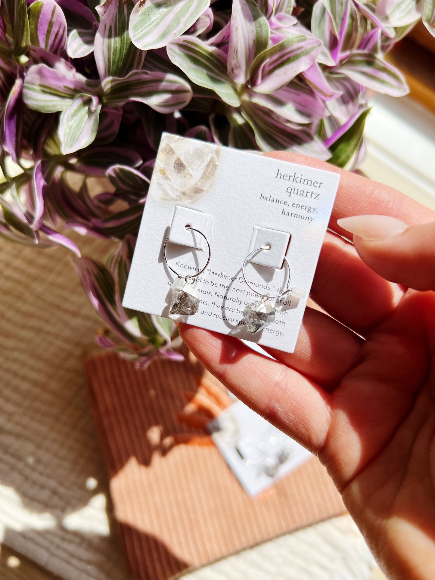Herkimer Kvarts Mini Hoop Øredobber – Sølv