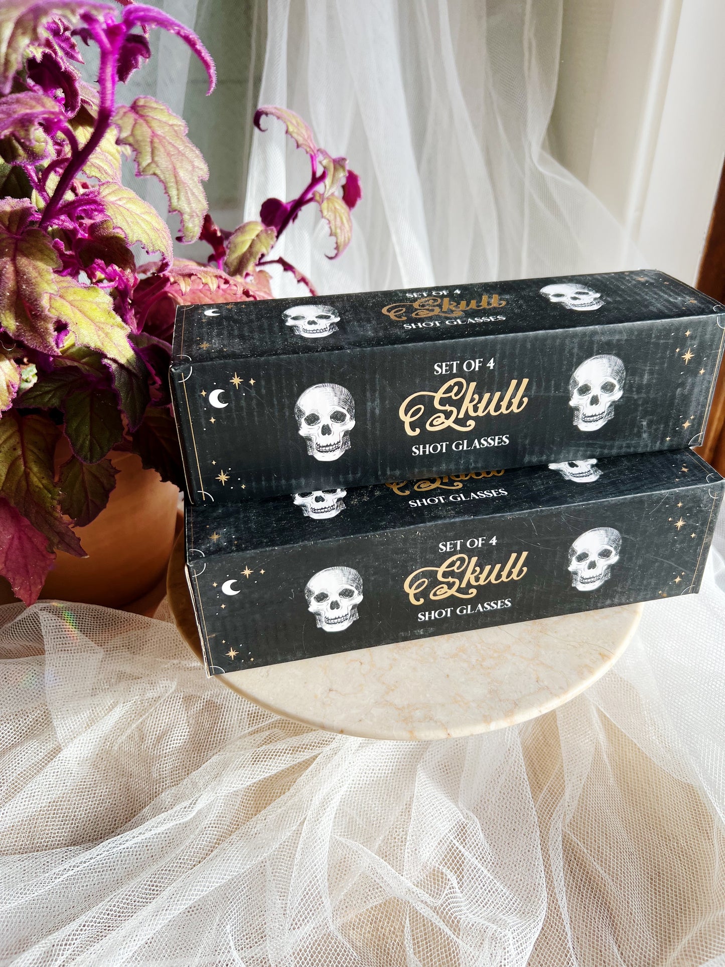 Sett med 4 hodeskalle shotglass