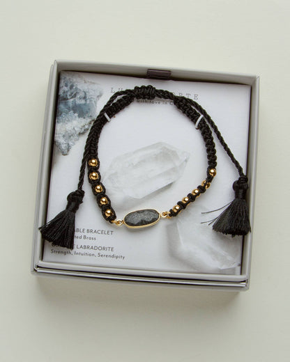 Black Sunstone Quartz Justerbart Armbånd