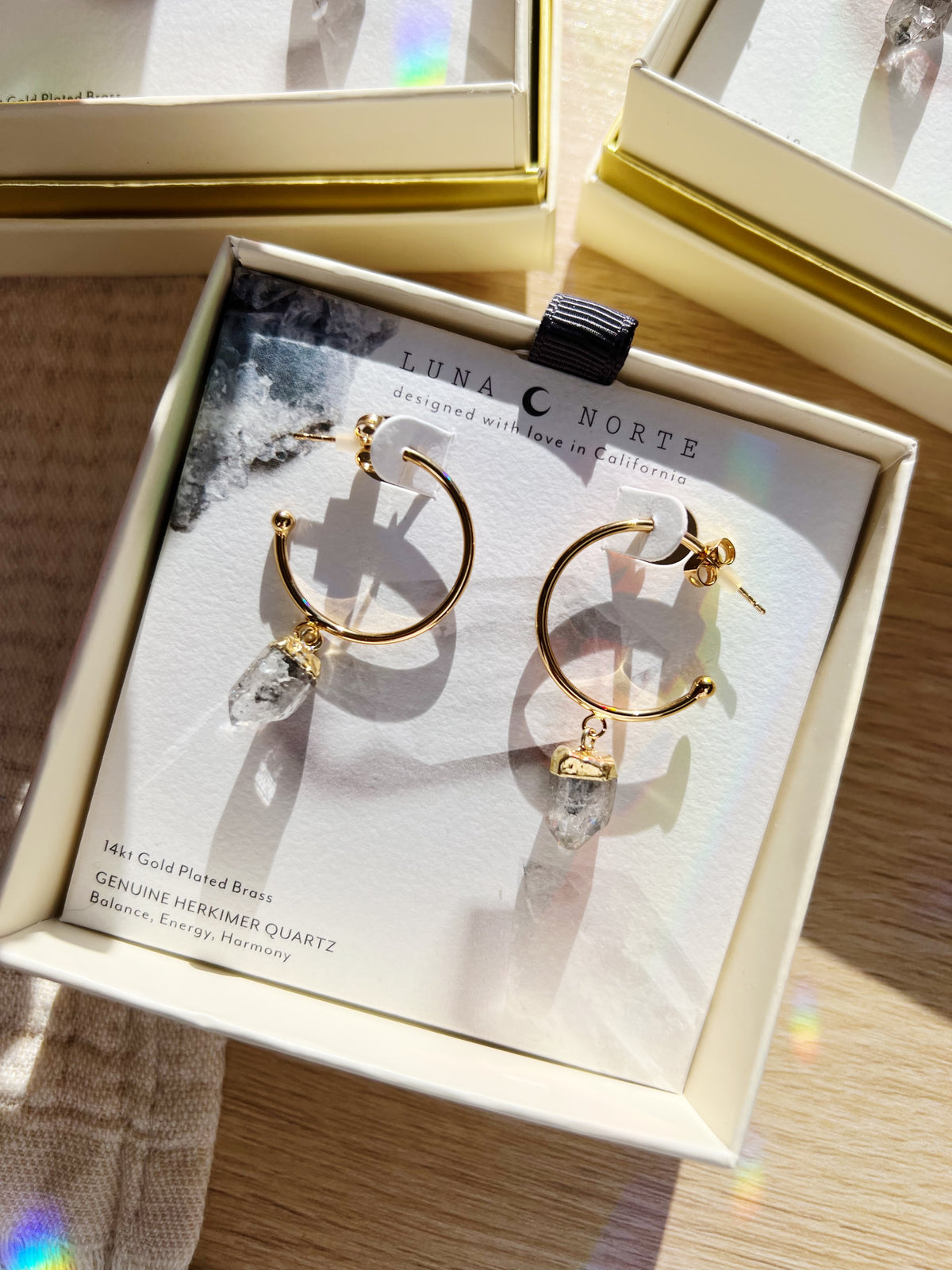 Lucky Lady Hoop Øredobber med Herkimerkvarts