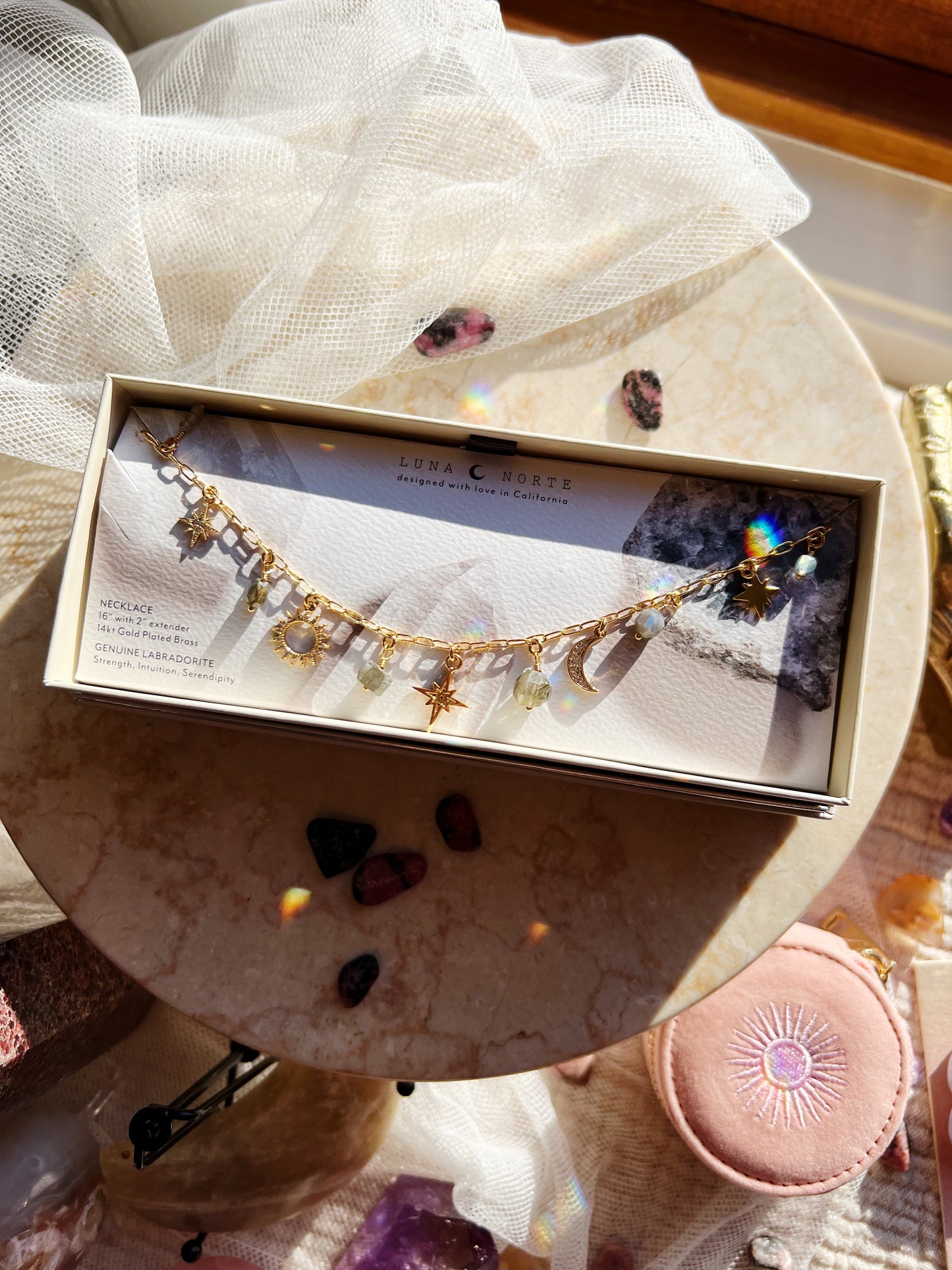 Midnight Mesa Labradoritt Charm Halskjede