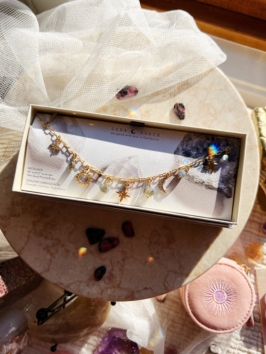 Midnight Mesa Labradoritt Charm Halskjede