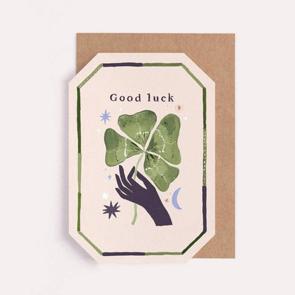 Lucky Clover Good Luck Card | Greetings Cards | Die Cut Card