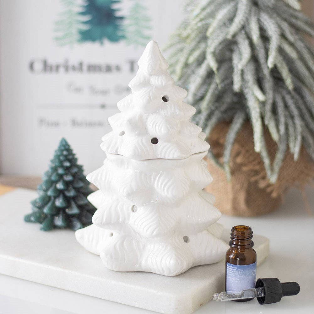 Winter Wonderland wax melt brenner – Hvit Julegran i Keramikk
