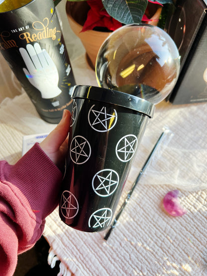 Gothic Pentagram Tumbler med sugerør