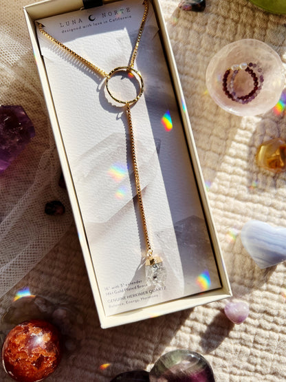 Herkimer Diamond Kvarts Lariat Halskjede
