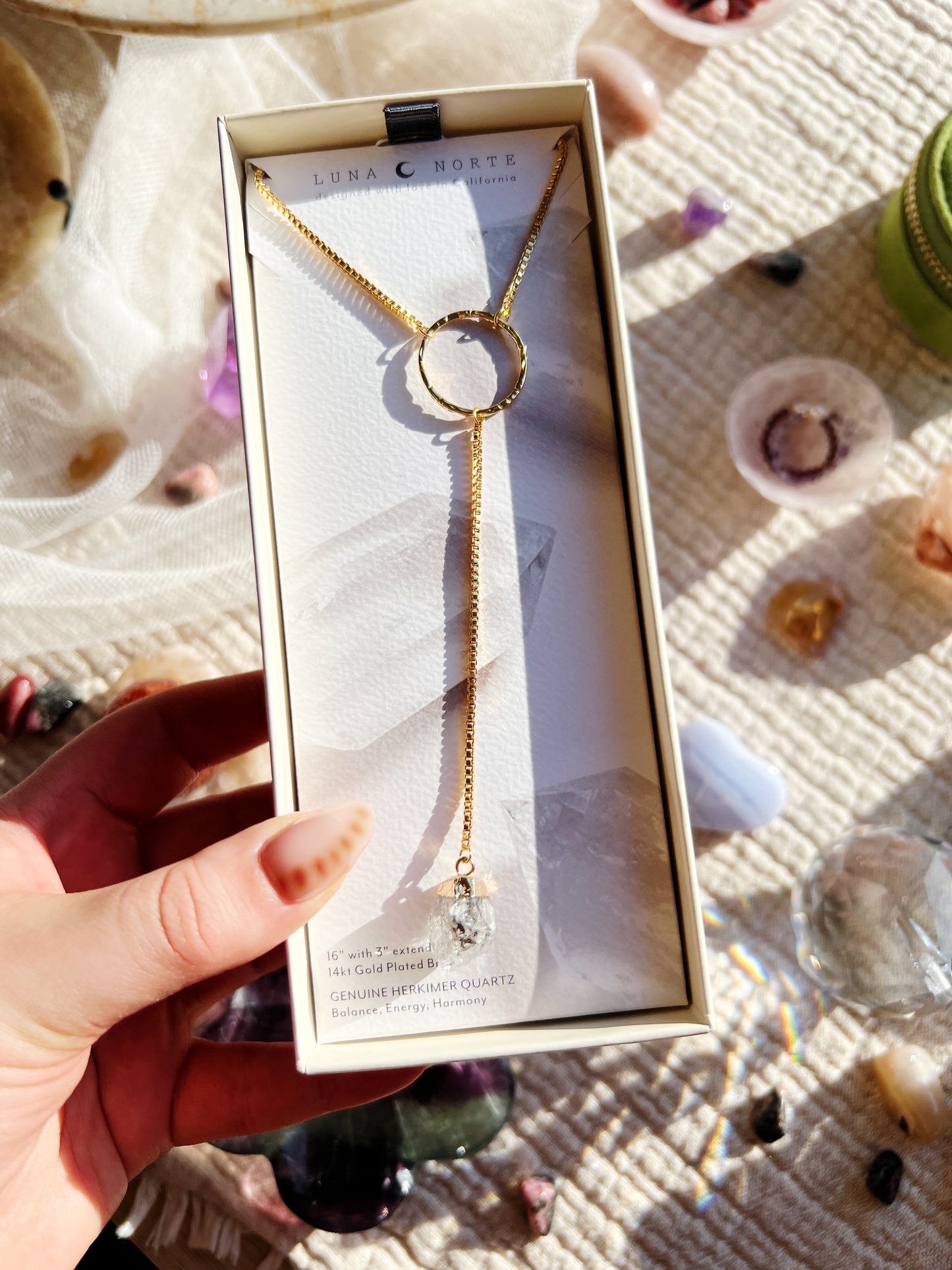 Herkimer Diamond Kvarts Lariat Halskjede