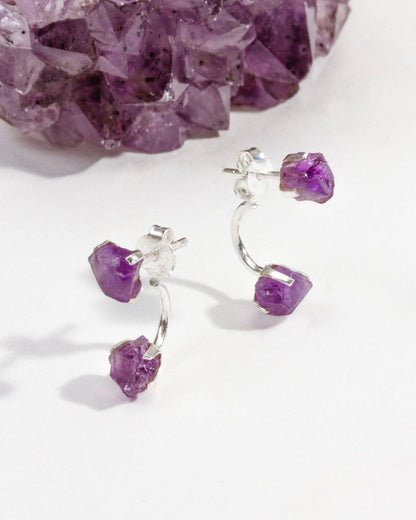 Double Trouble Front Back Øredobber - Amethyst