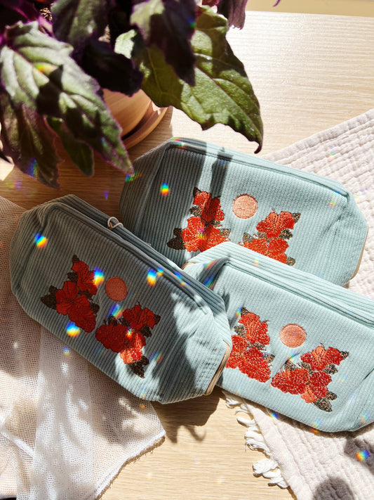 Corduroy Makeup Bag Sky Blue