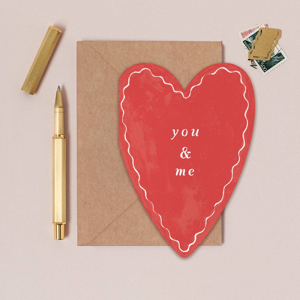 You & Me Heart Kort med konvelutt