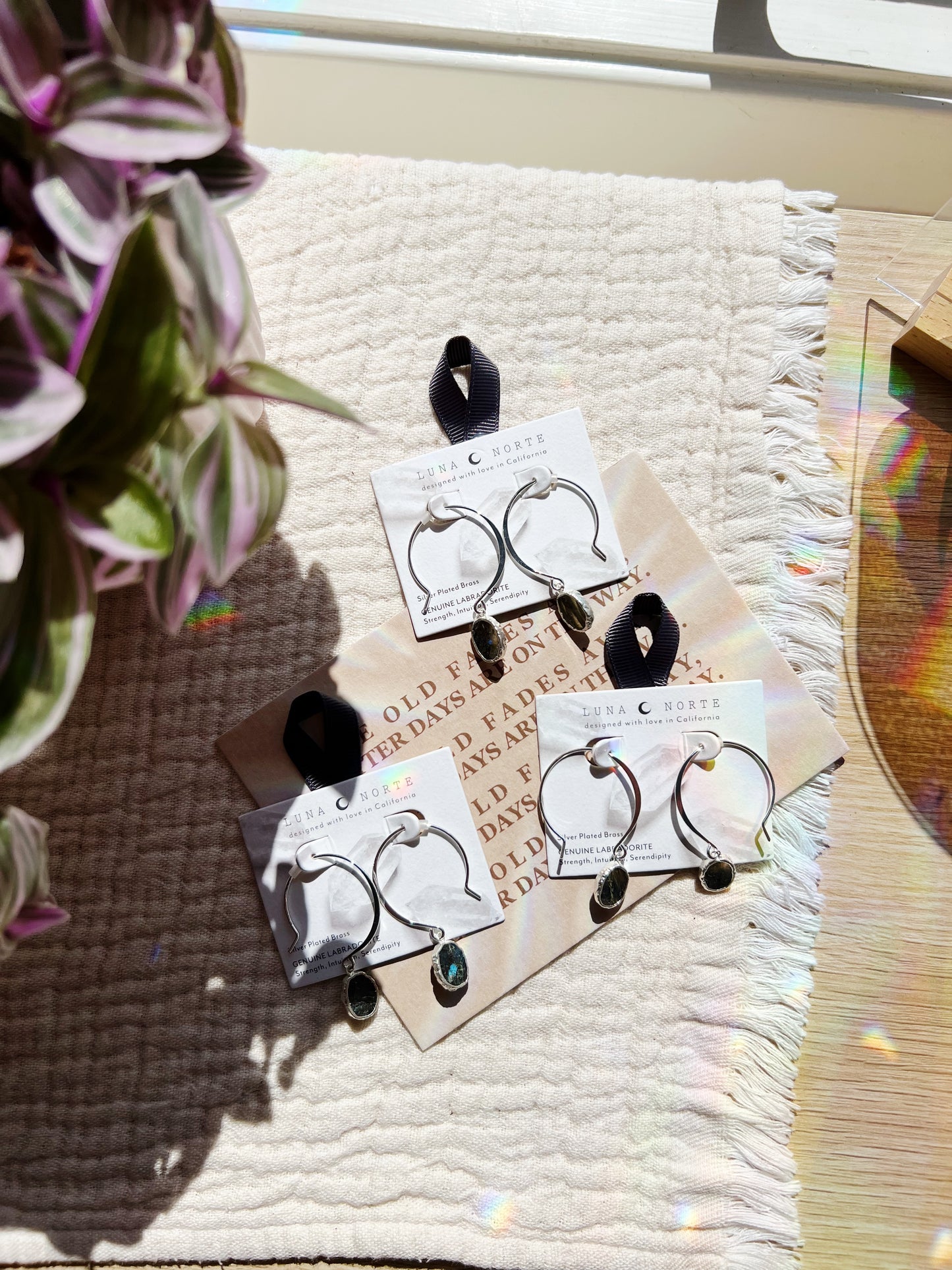 Pacific Threader Hoop  Øredobber i Sølv - Labradorite