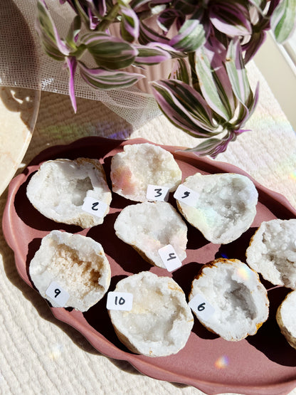 Hvit Agat Druzy Geode
