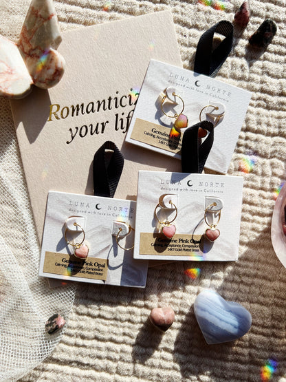 Conversation Heart Mini Hoop Øreringer - Rosa Opal