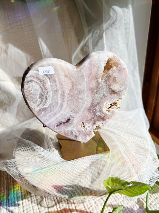 Rosa Ametyst Hjerte 1000g – Inkl. Metallstativ
