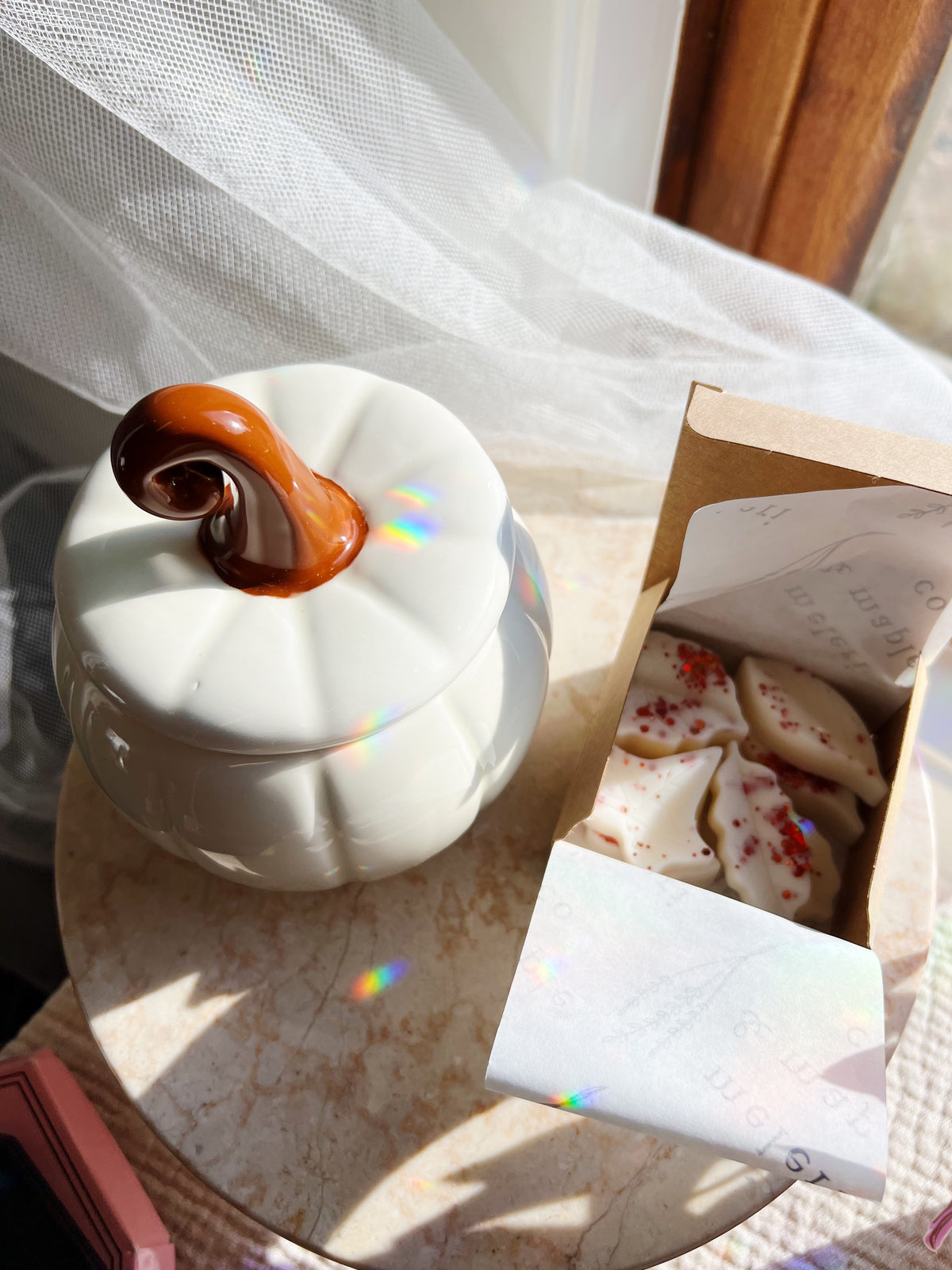 Hvitt Gresskar Wax Melt Brenner