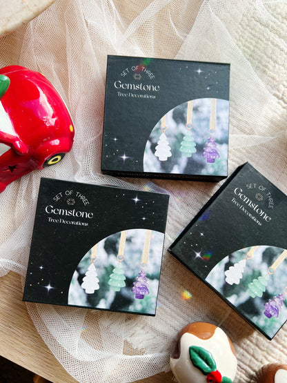 Sett med 3 krystall-juletrær Ornament