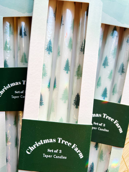 Set av 3 Hvite Kronelys med tre-motiver