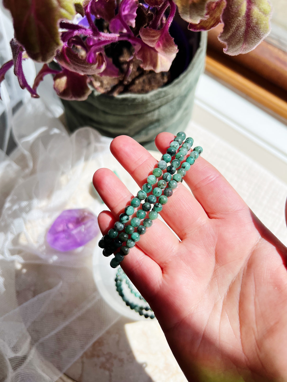 Smaragd Krystall Armbånd 4mm