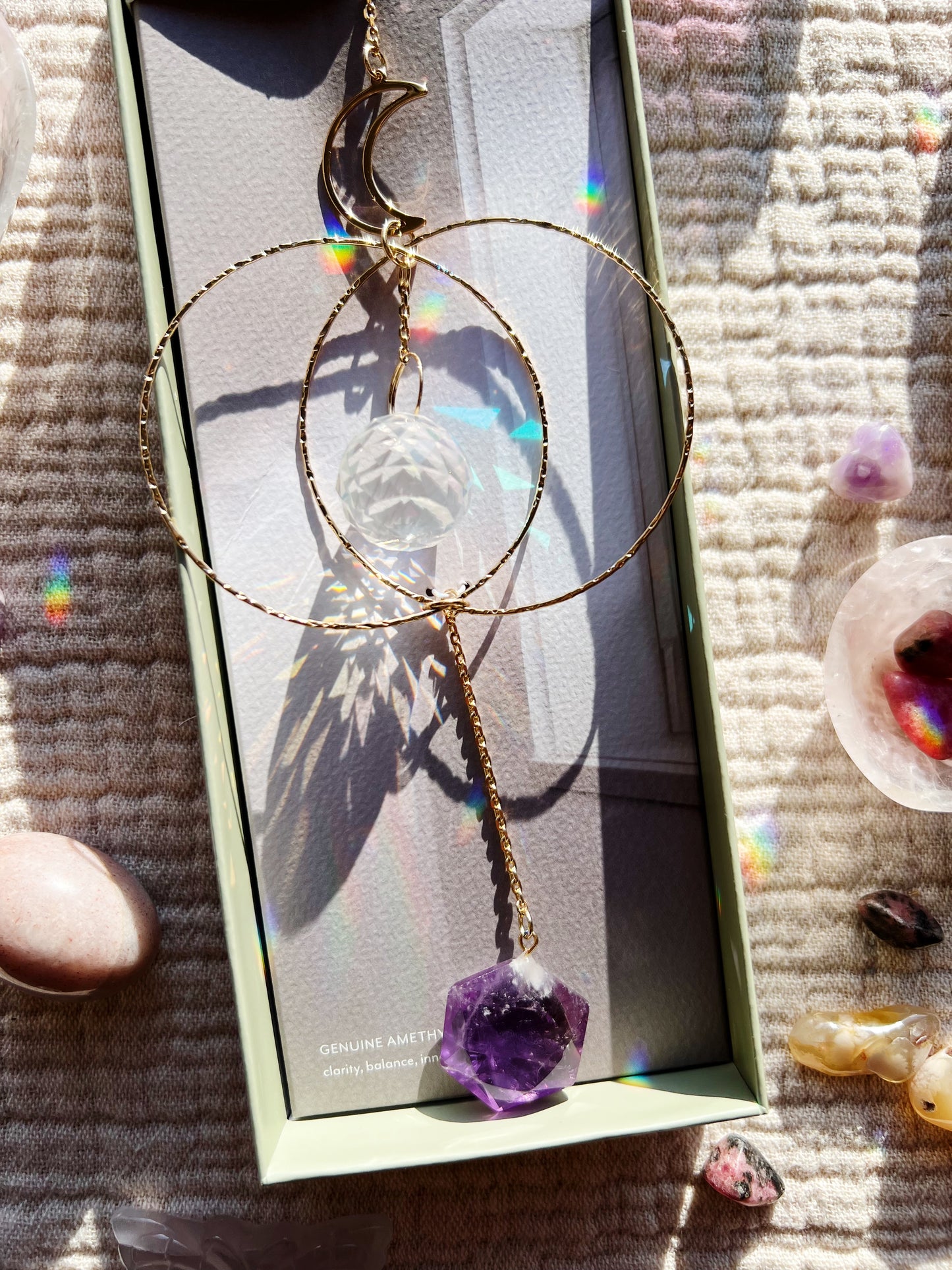 Golden Moon Ametyst Suncatcher