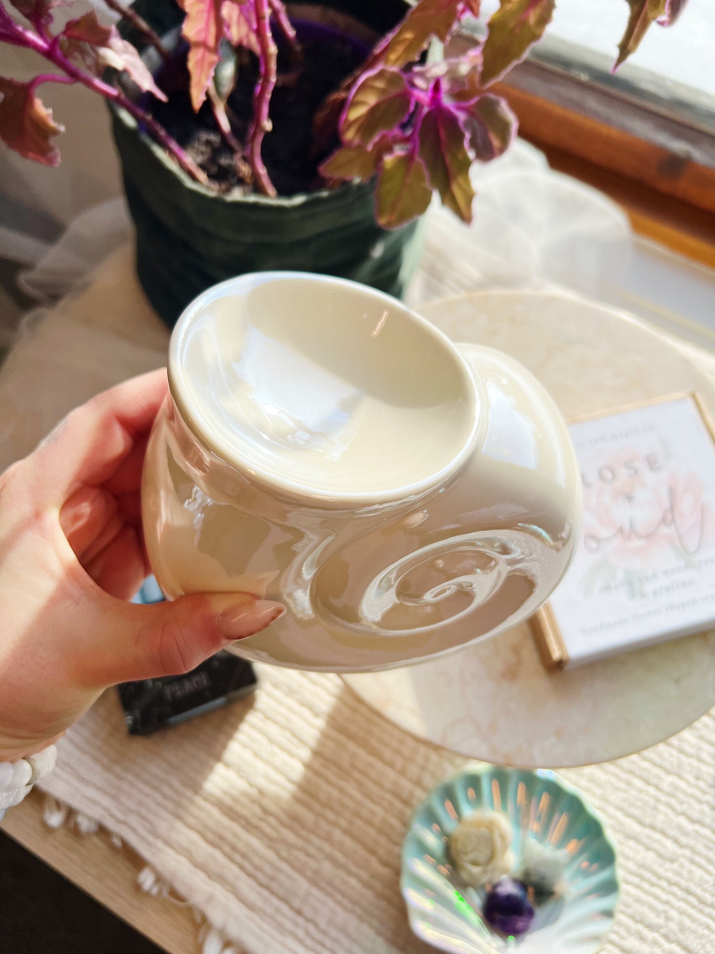 Perlemor Spiral Skjell Olje og Wax Melt Brenner