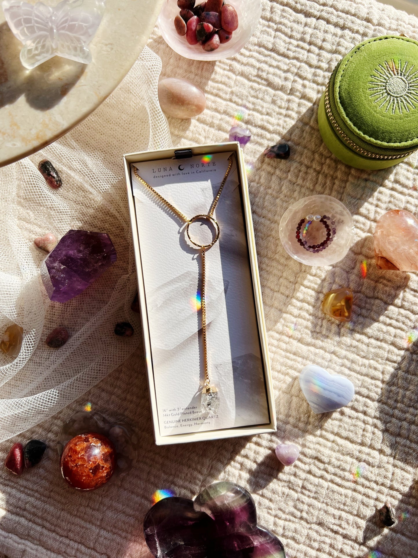 Herkimer Diamond Kvarts Lariat Halskjede