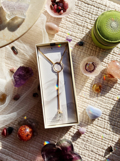 Herkimer Diamond Kvarts Lariat Halskjede