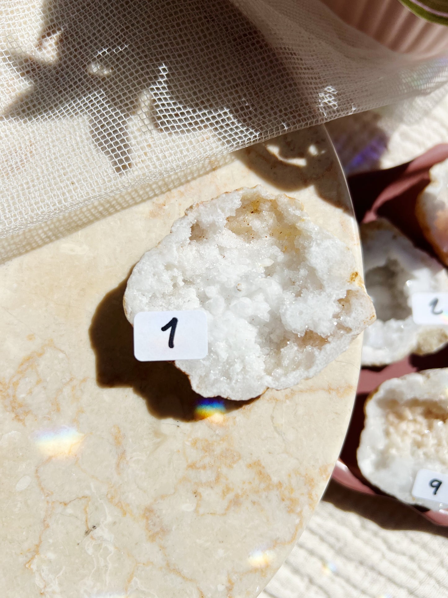 Hvit Agat Druzy Geode