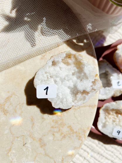 Hvit Agat Druzy Geode