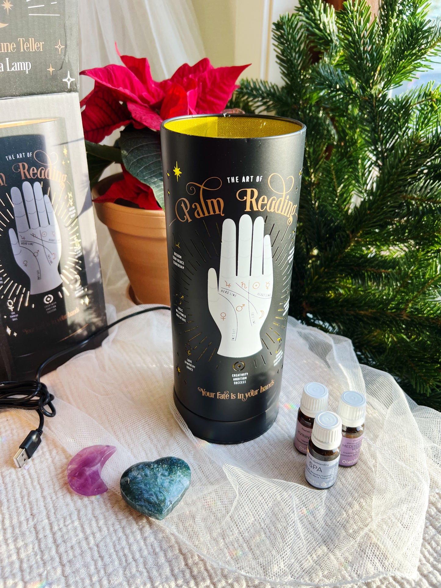 Palm Reading Elektrisk Aroma Lampe (13 x 13 x 28 cm)
