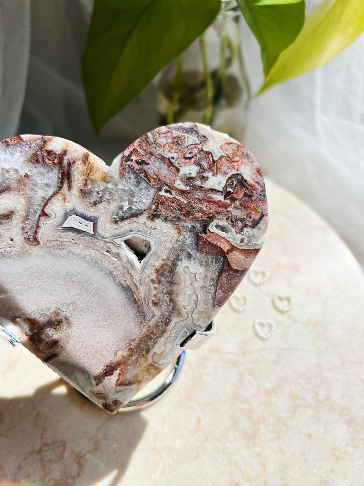 Crazy Lace Agate Hjerte på Metallstativ – ca. 300g #3