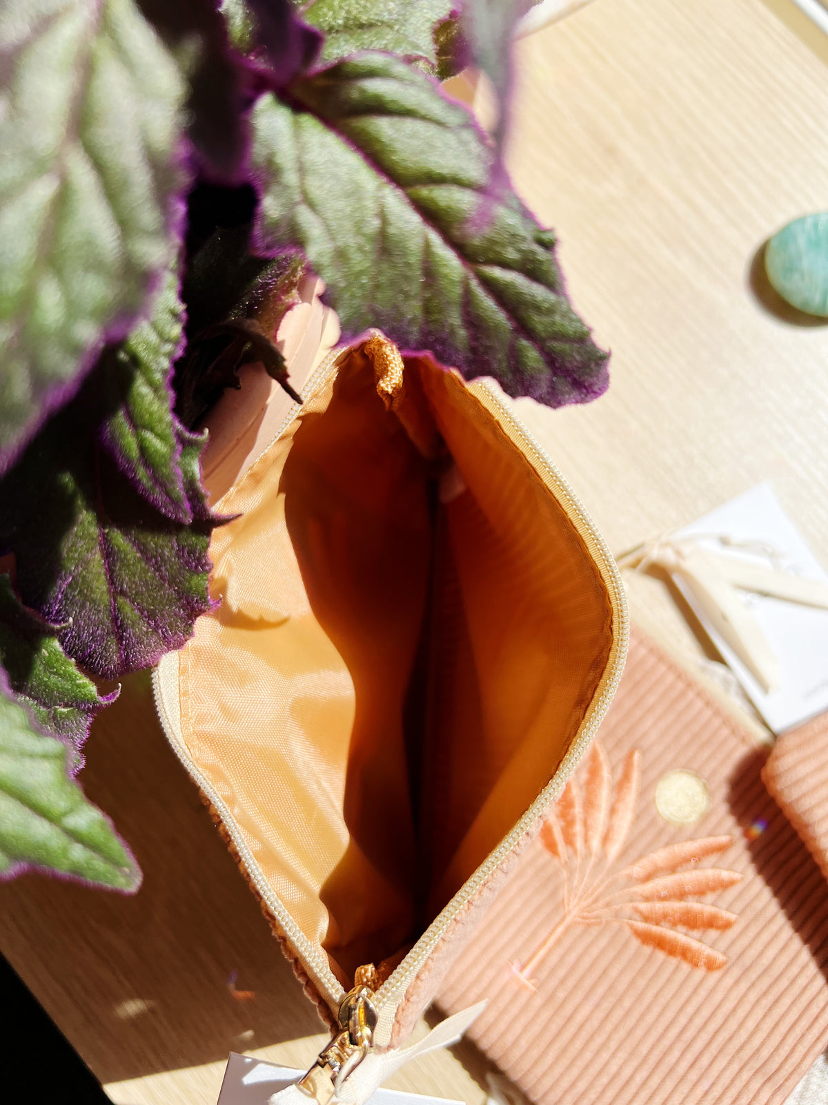 Corduroy Pouch Dusty Pink Flower