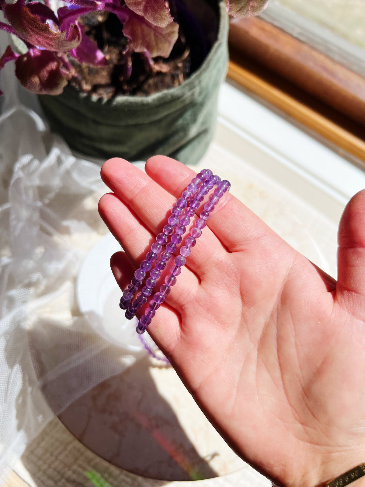 Ametyst Armbånd 4mm