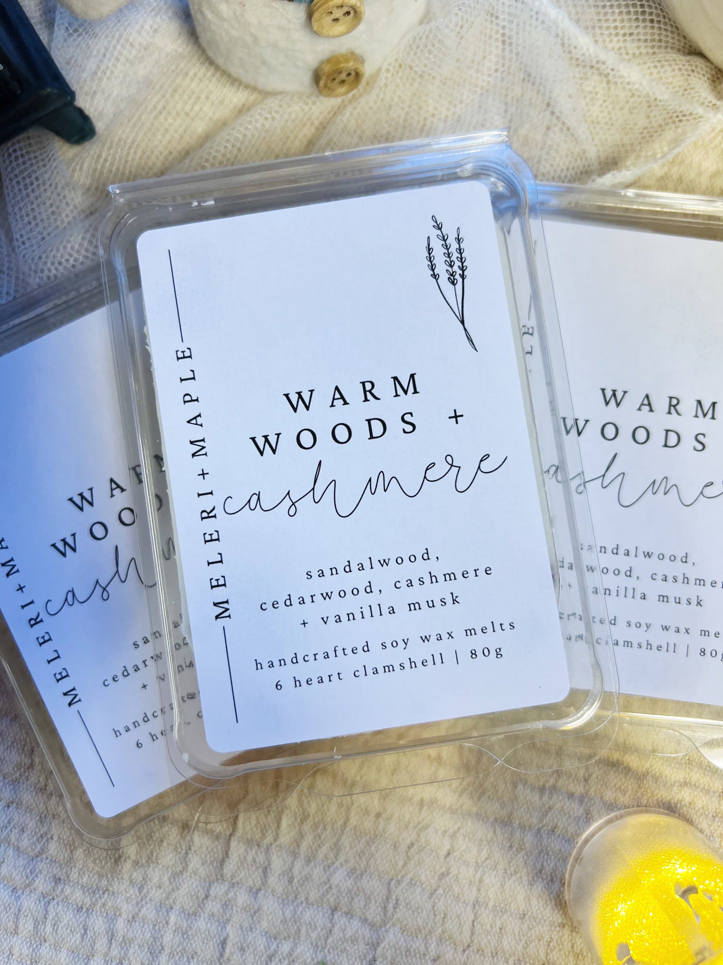 Warm Woods & Cashmere Heart Clamshell Wax Melt