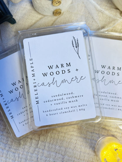 Warm Woods & Cashmere Heart Clamshell Wax Melt