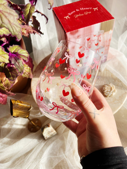 Bow and Heart Print Glass