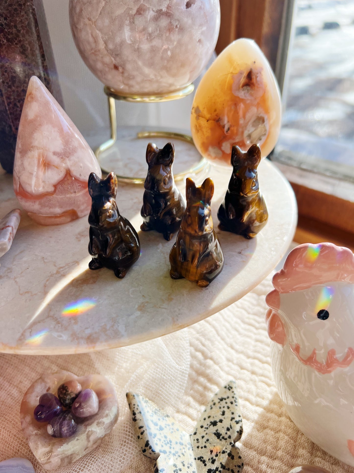 Tigerøye Krystall Kaninfigur