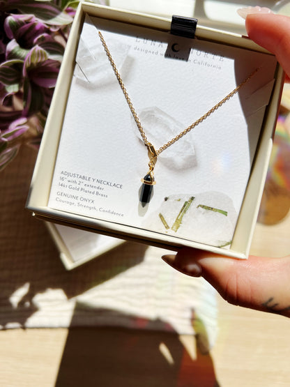 Prism Point Lariat Halskjede – Onyx