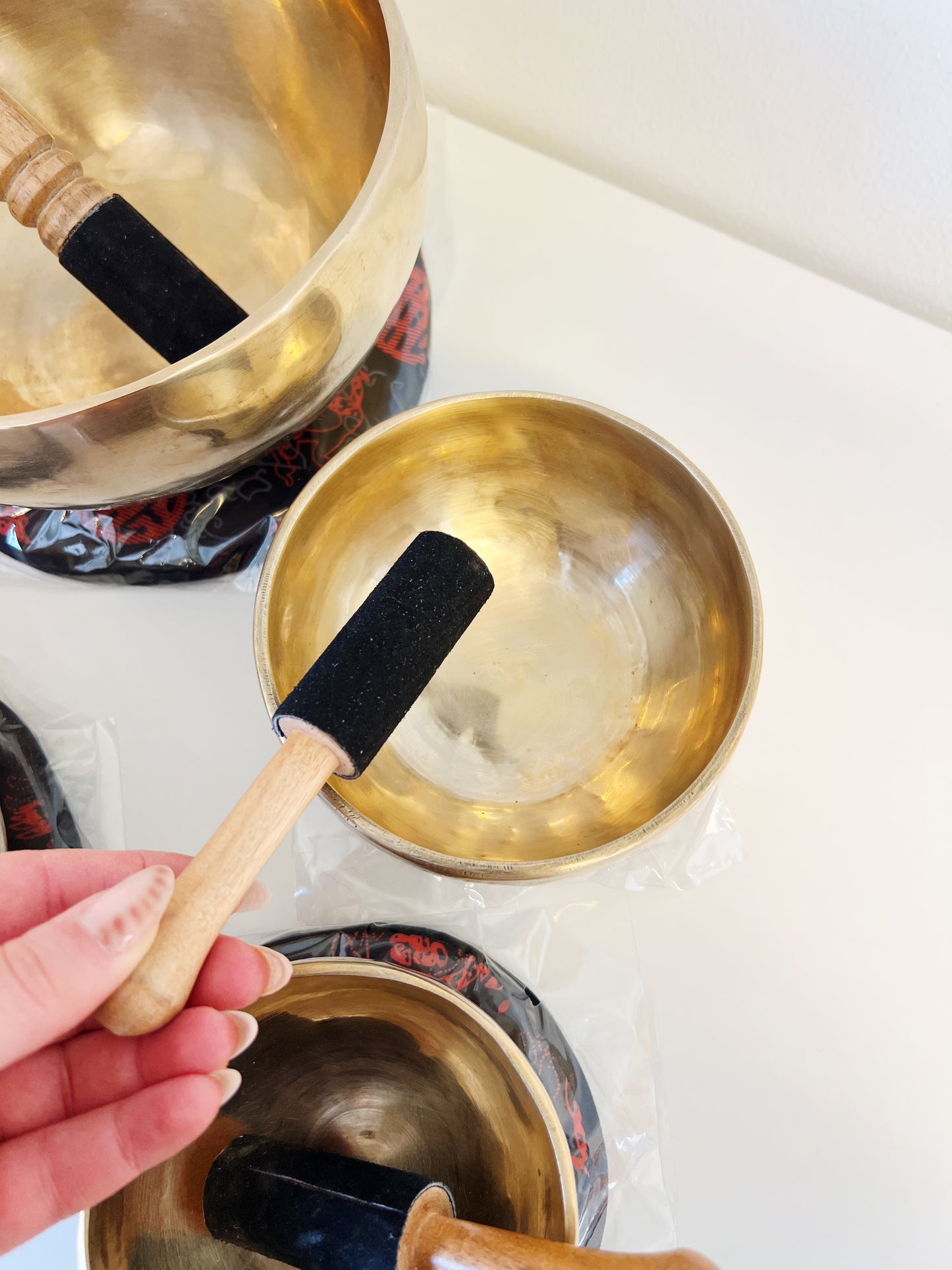 Tibetansk syngebolle, diameter ca. 13 cm