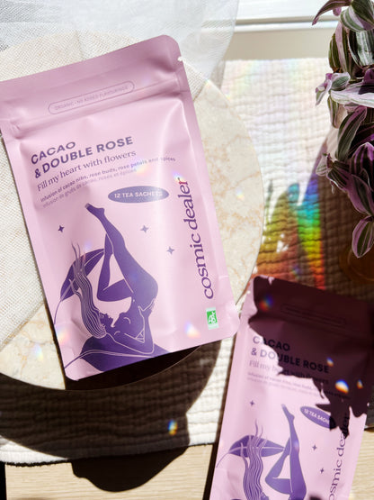 Ceremonial Cacao & Double Rose - Fill my heart with flowers - 12 teposer